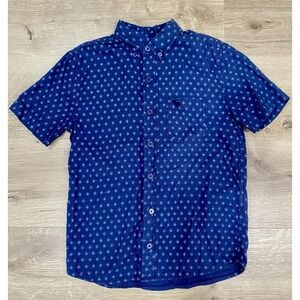 Abercrombie Kids Blue Diamond Print Short Sleeve Button Down Shirt Size 7